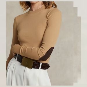Lauren Ralph Lauren Long Sleeve Elbow Patch Top